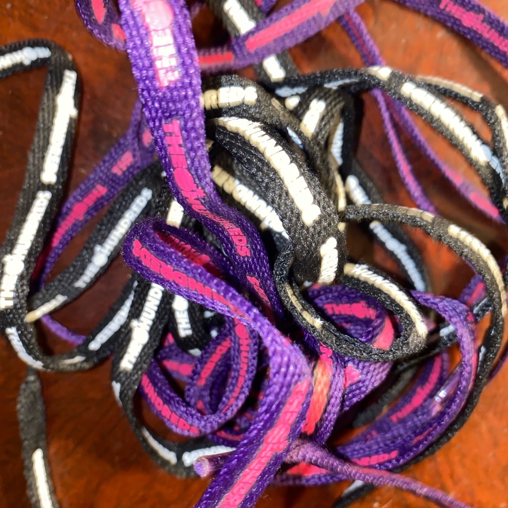 Purple and Black Shoelaces with White Accents